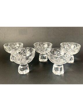 5 Vintage Nachtmann Crystal Cordial Coupes German Cut Glass Liqueur Glasses